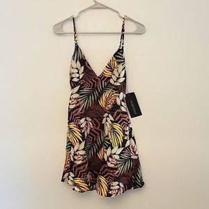 Olivaceous black tropical dress S.